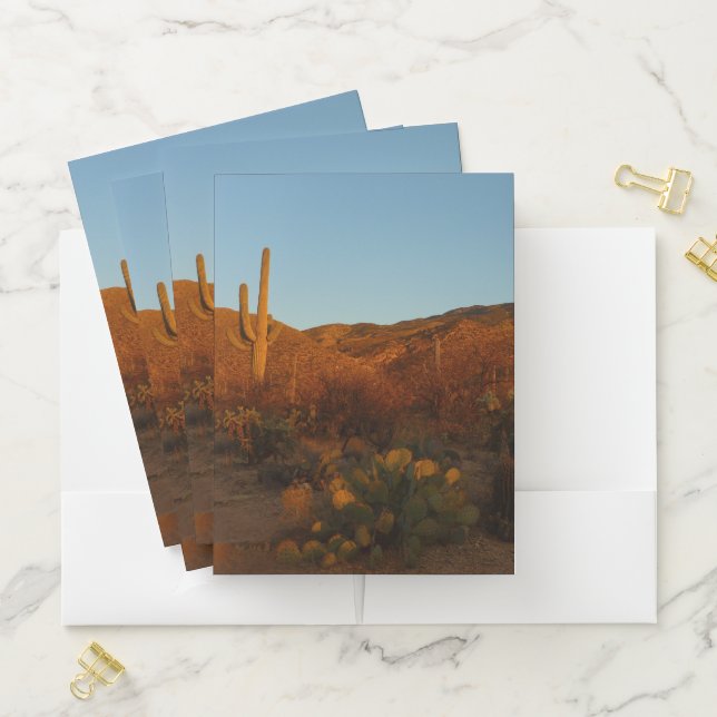 Saguaro Sunset I Arizona Desert Landscape Pocket Folder (In Situ)