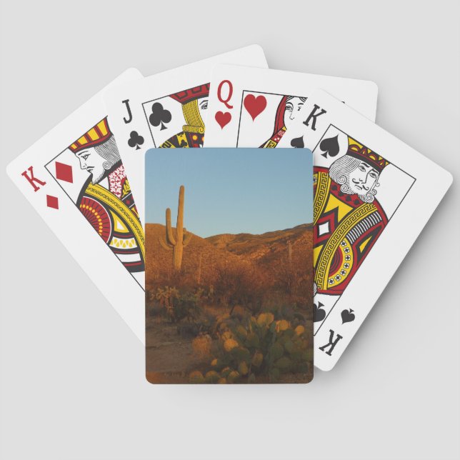 Saguaro Sunset I Arizona Desert Landscape Poker Cards (Back)