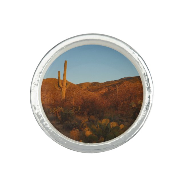 Saguaro Sunset I Arizona Desert Landscape Ring (Front)