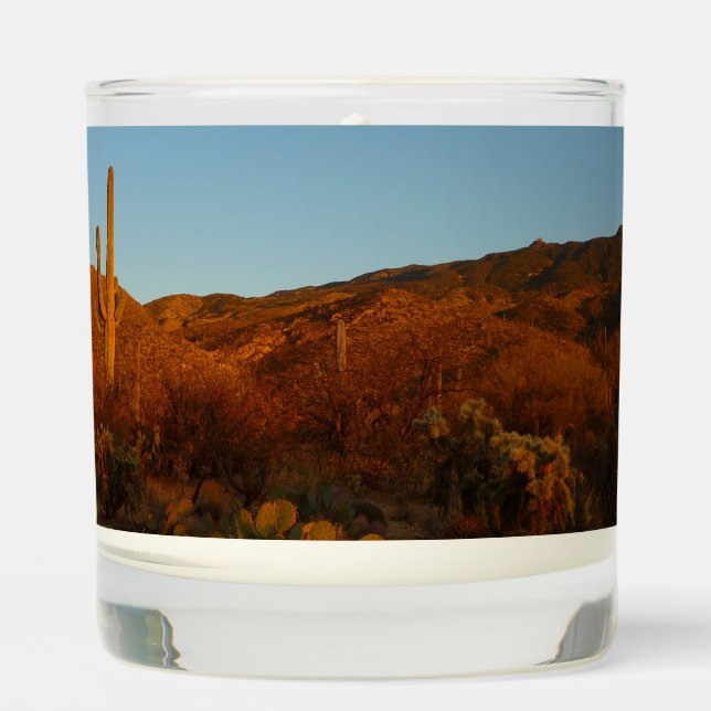 Saguaro Sunset I Arizona Desert Landscape Scented Candle (Front)