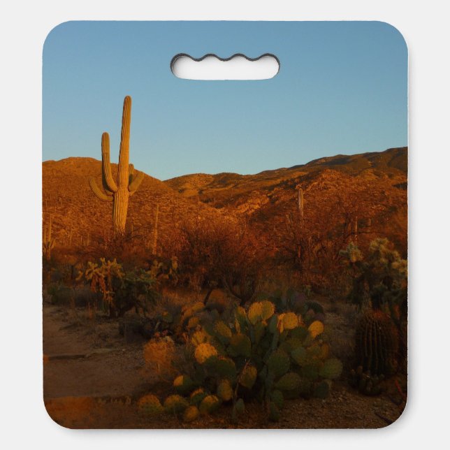 Saguaro Sunset I Arizona Desert Landscape Seat Cushion (Front Vertical)