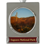 Saguaro Sunset I Arizona Desert Landscape Silver Plated Banner Ornament