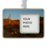 Saguaro Sunset I Arizona Desert Landscape Silver Plated Framed Ornament