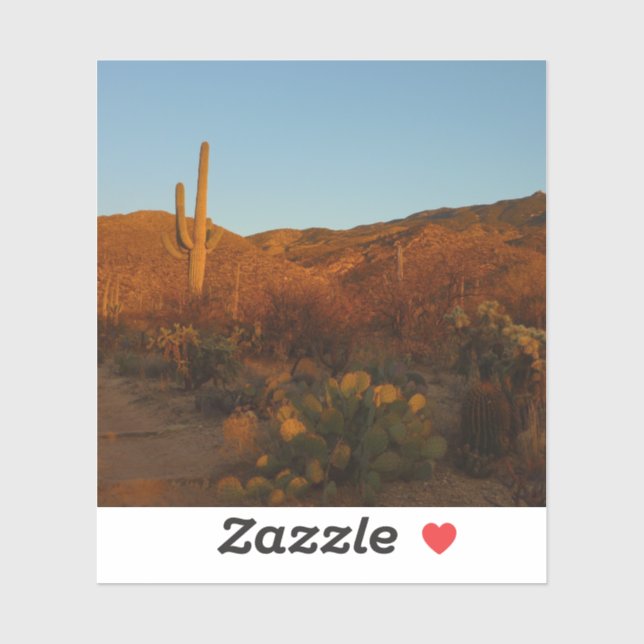 Saguaro Sunset I Arizona Desert Landscape Sticker (Sheet)