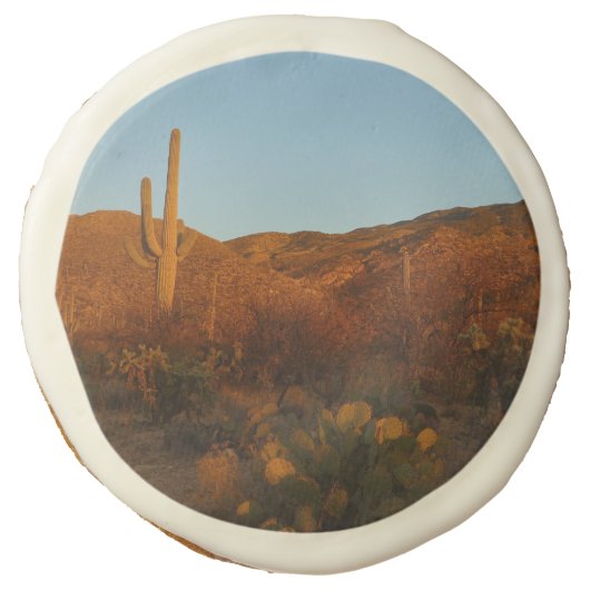 Saguaro Sunset I Arizona Desert Landscape Sugar Cookie (Front)