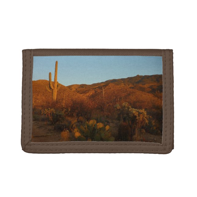 Saguaro Sunset I Arizona Desert Landscape Tri-fold Wallet (Front)