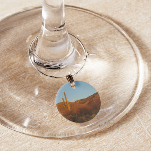 Saguaro Sunset I Arizona Desert Landscape Wine Charm