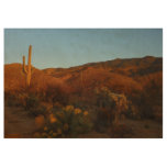 Saguaro Sunset I Arizona Desert Landscape Wood Poster