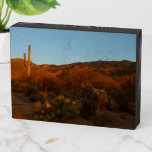 Saguaro Sunset I Arizona Desert Landscape Wooden Box Sign