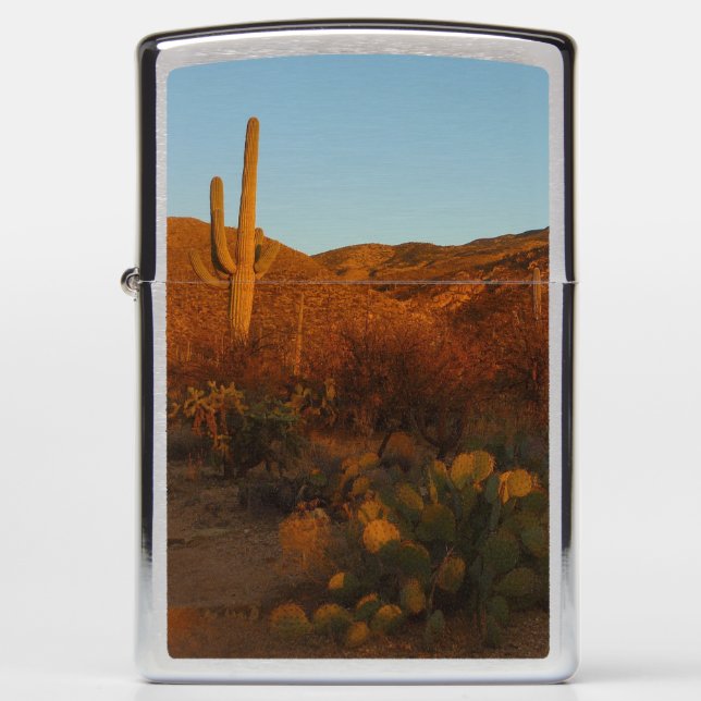 Saguaro Sunset I Arizona Desert Landscape Zippo Lighter (Front)