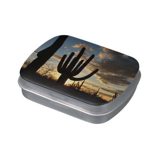 Saguaro Sunset II Arizona Desert Landscape Candy Tin (Side)