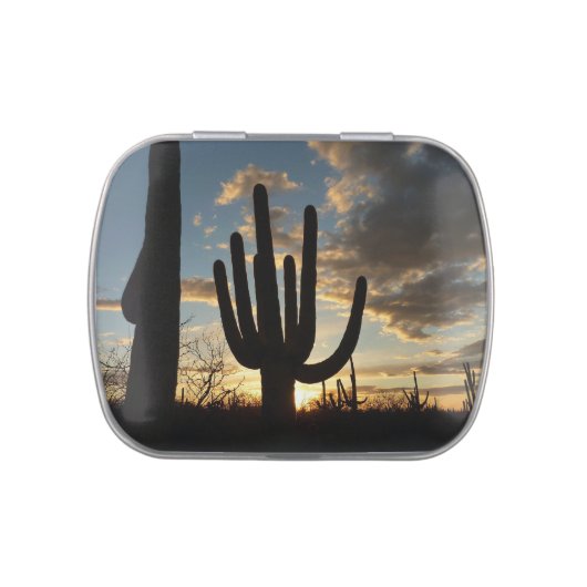 Saguaro Sunset II Arizona Desert Landscape Candy Tin (Top)