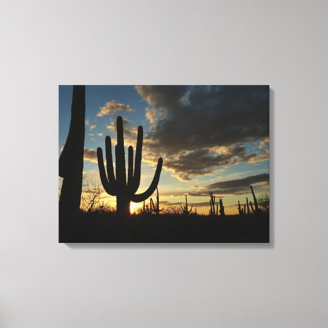 Saguaro Sunset II Arizona Desert Landscape Canvas Print (Front)