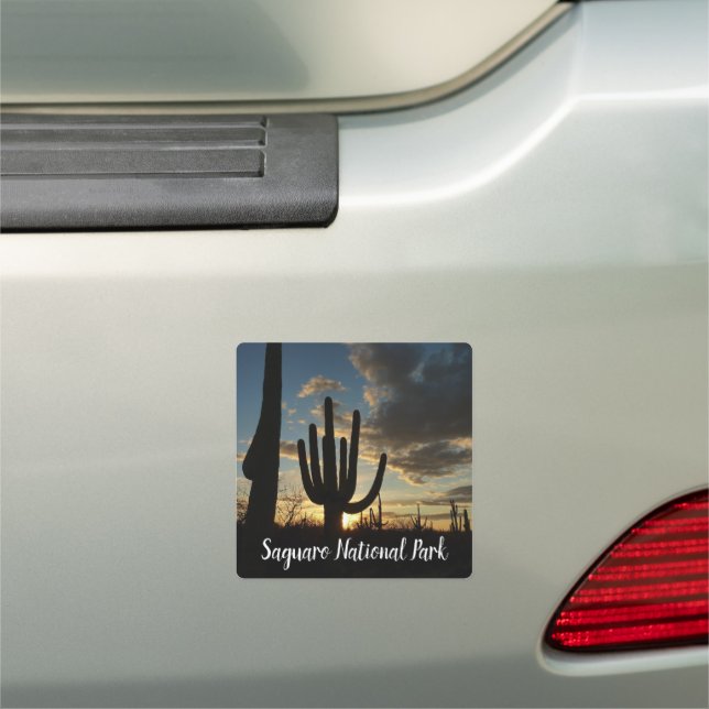 Saguaro Sunset II Arizona Desert Landscape Car Magnet (In Situ)