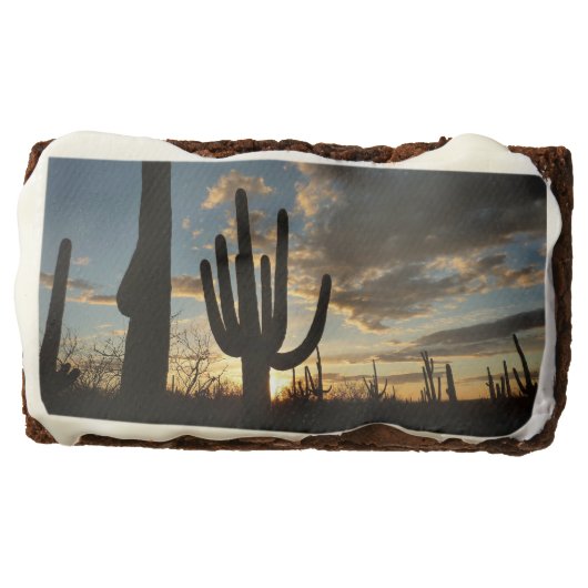 Saguaro Sunset II Arizona Desert Landscape Chocolate Brownie (Front)