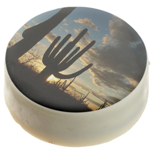 Saguaro Sunset II Arizona Desert Landscape Chocolate Dipped Oreo (Angled)