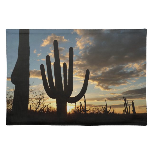 Saguaro Sunset II Arizona Desert Landscape Cloth Placemat (Front)