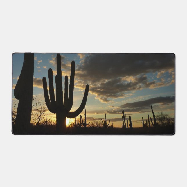 Saguaro Sunset II Arizona Desert Landscape Desk Mat (Front)