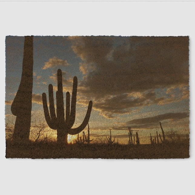 Saguaro Sunset II Arizona Desert Landscape Fiber Doormat (Front)