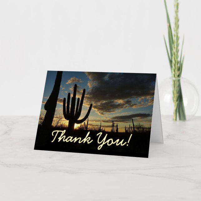 Saguaro Sunset II Arizona Desert Landscape Foil Greeting Card (Front)