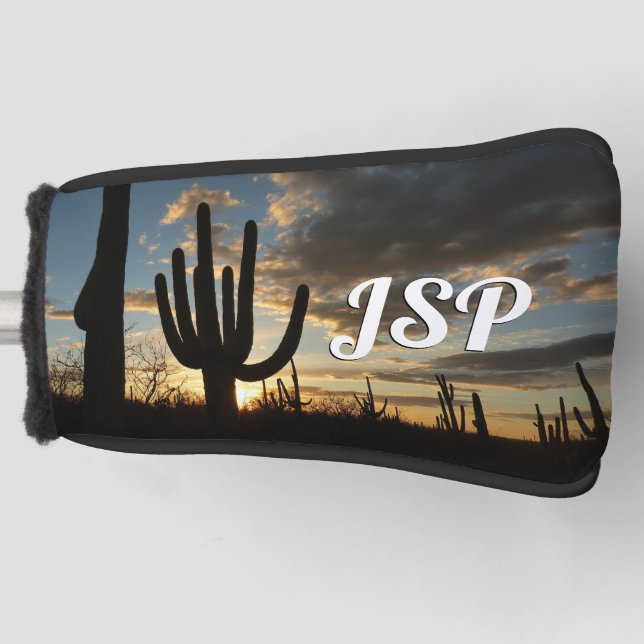 Saguaro Sunset II Arizona Desert Landscape Golf Head Cover (Front)