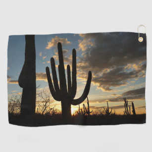 Saguaro Sunset II Arizona Desert Landscape Golf Towel