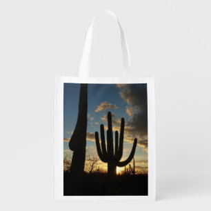 Saguaro Sunset II Arizona Desert Landscape Grocery Bag