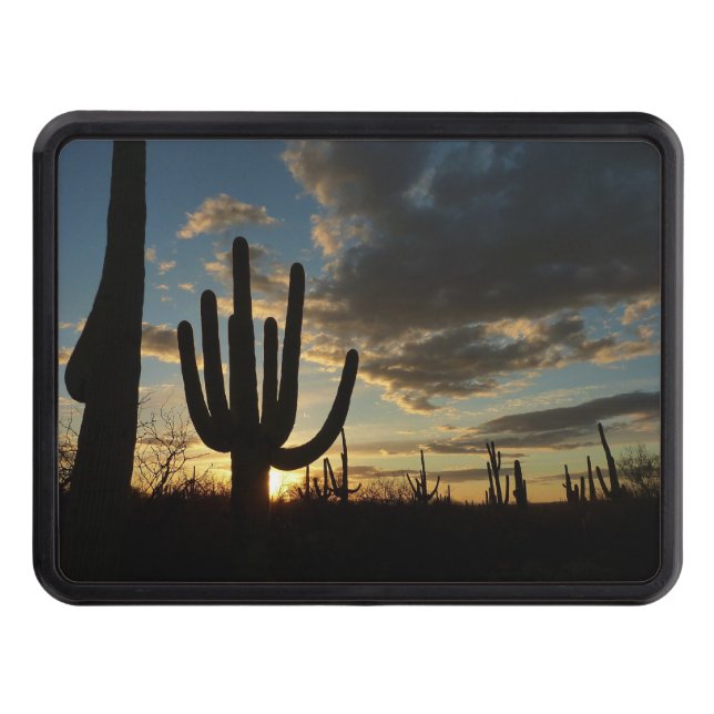 Saguaro Sunset II Arizona Desert Landscape Hitch Cover (Front)