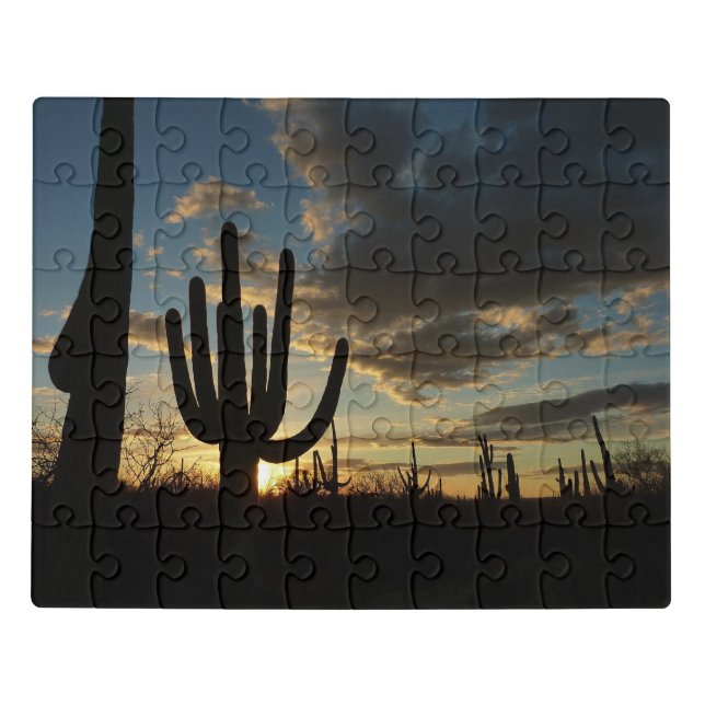 Saguaro Sunset II Arizona Desert Landscape Jigsaw Puzzle (Puzzle Horizontal)