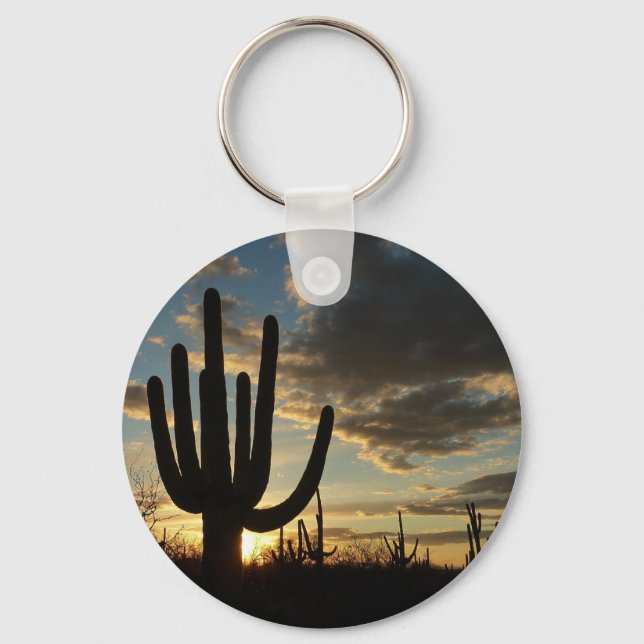 Saguaro Sunset II Arizona Desert Landscape Keychain (Front)