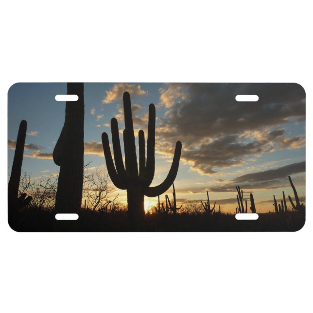 Saguaro Sunset II Arizona Desert Landscape License Plate (Front)
