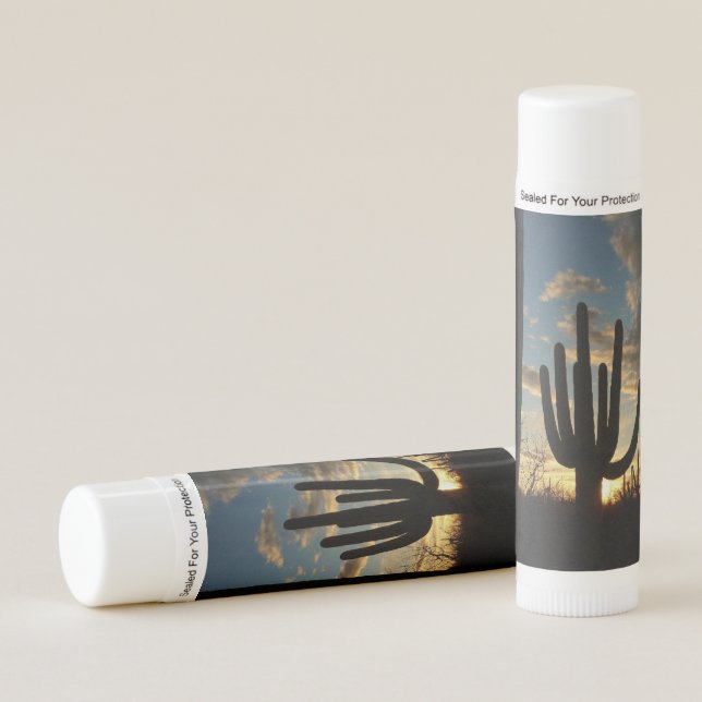 Saguaro Sunset II Arizona Desert Landscape Lip Balm (Front)