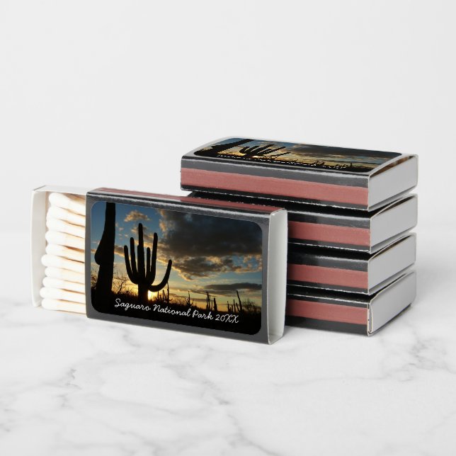 Saguaro Sunset II Arizona Desert Landscape Matchboxes (Stacked)