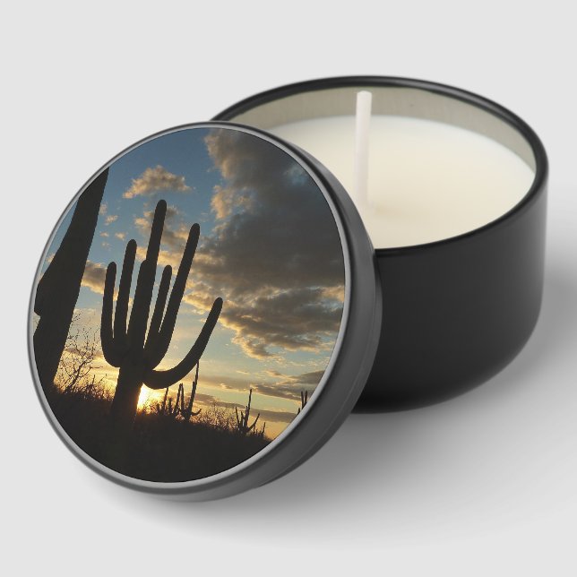 Saguaro Sunset II Arizona Desert Landscape Mini Candle Favors (Corner)