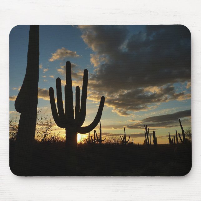 Saguaro Sunset II Arizona Desert Landscape Mouse Pad (Front)