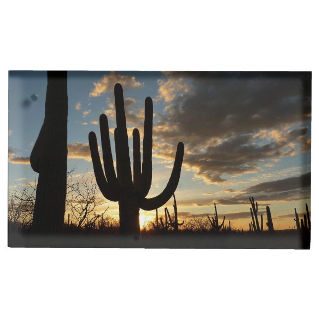 Saguaro Sunset II Arizona Desert Landscape Place Card Holder (Front)
