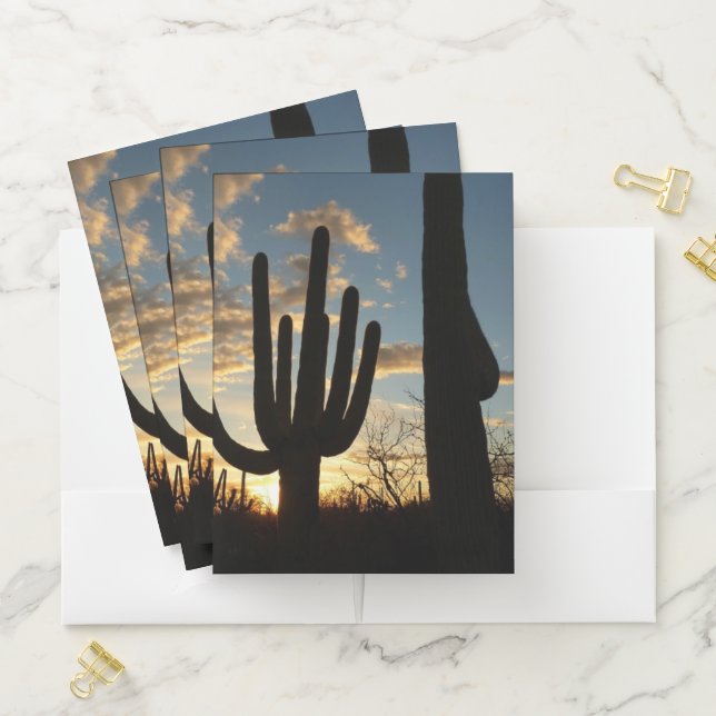 Saguaro Sunset II Arizona Desert Landscape Pocket Folder (In Situ)
