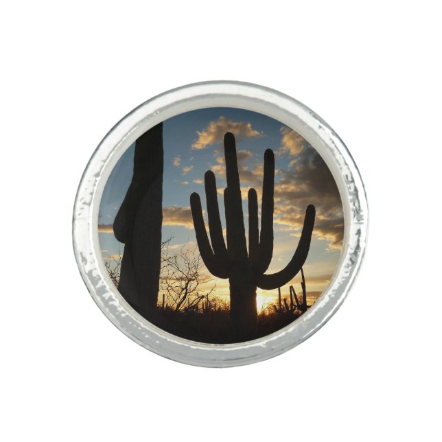 Saguaro Sunset II Arizona Desert Landscape Ring (Front)