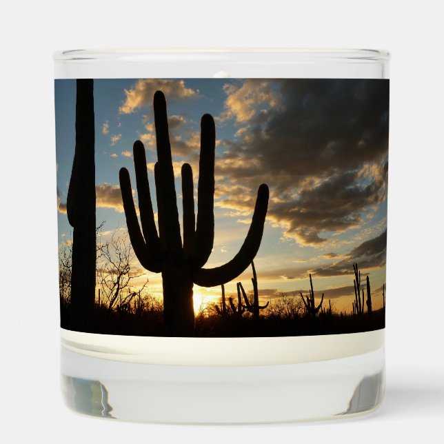 Saguaro Sunset II Arizona Desert Landscape Scented Candle (Front)