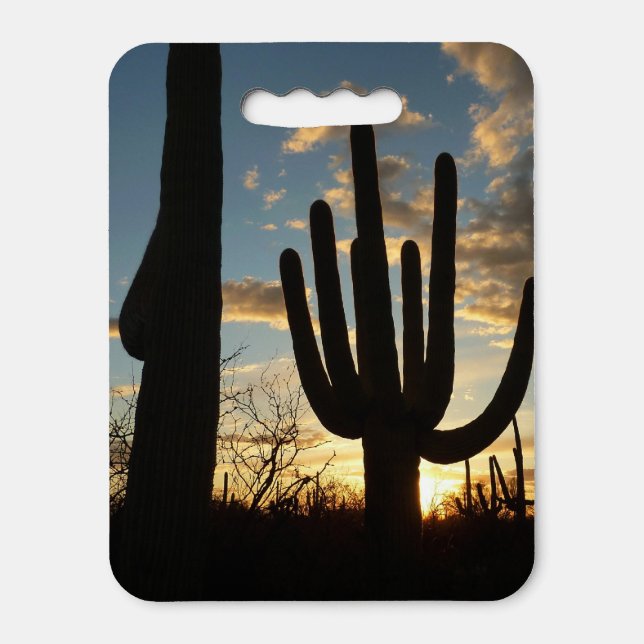 Saguaro Sunset II Arizona Desert Landscape Seat Cushion (Front Vertical)