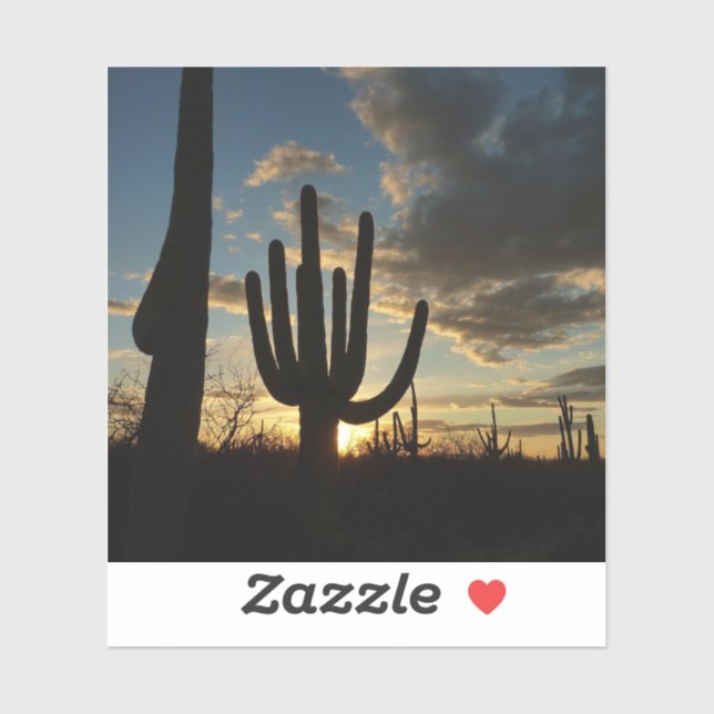 Saguaro Sunset II Arizona Desert Landscape Sticker (Sheet)