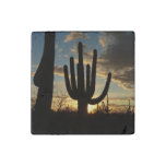 Saguaro Sunset II Arizona Desert Landscape Stone Magnet