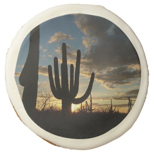 Saguaro Sunset II Arizona Desert Landscape Sugar Cookie (Front)