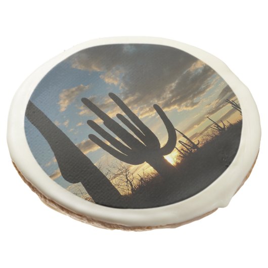 Saguaro Sunset II Arizona Desert Landscape Sugar Cookie (Angled)