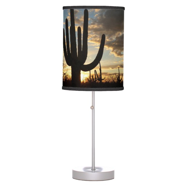 Saguaro Sunset II Arizona Desert Landscape Table Lamp (Front)