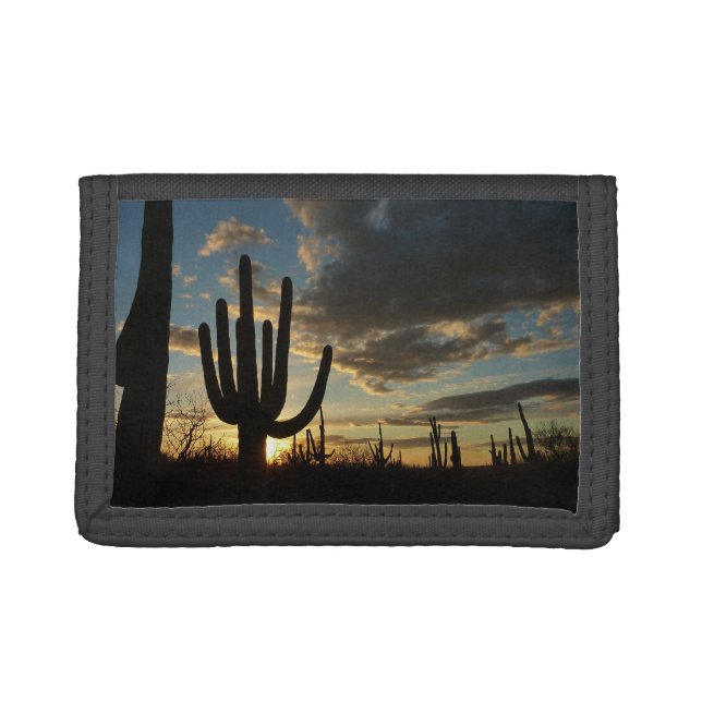 Saguaro Sunset II Arizona Desert Landscape Tri-fold Wallet (Front)