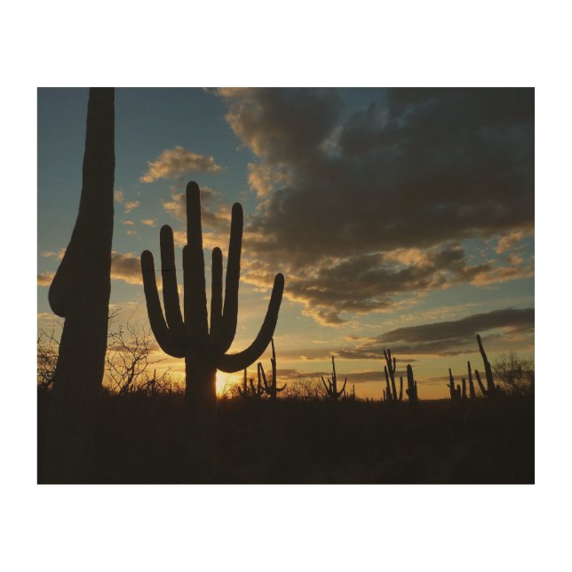 Saguaro Sunset II Arizona Desert Landscape Wood Wall Decor (Front)