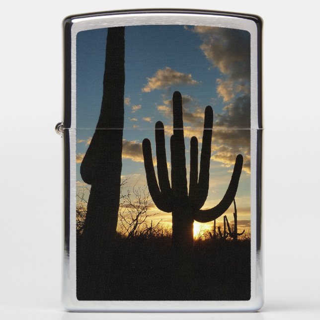 Saguaro Sunset II Arizona Desert Landscape Zippo Lighter (Front)