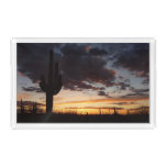 Saguaro Sunset III Arizona Desert Landscape Acrylic Tray