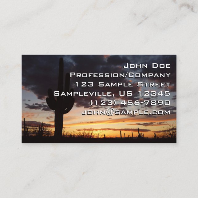 Saguaro Sunset III Arizona Desert Landscape Business Card (Front)